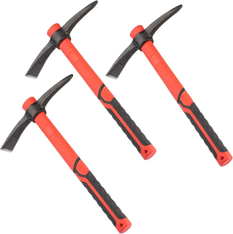 GENHAKON 3 PCS 15 Inch Pick Mattock Hoe, Forged Weeding Garden Pick Axe with Fiberglass Handle, Pick Mattock Hoe for Loosening Soil, Gardening, Camping - Image 1